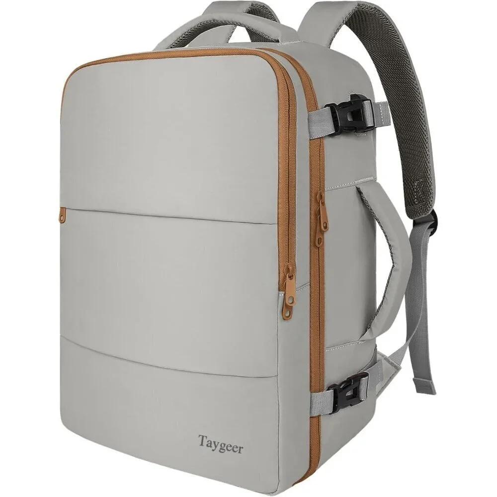 Travel Putty Khaki Backpack for Women Carry On Laptop Bag USB Port TSA Pouch